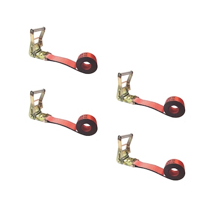 Tie 4 Safe Heavy Duty 2" x 20' Utility Endless Ratchet Tie Down Strap for Cargo Bundling Red, 4PK RT04CK-520E-R-C-4